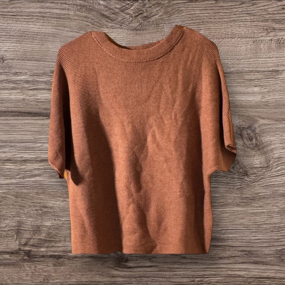 One Eleven North Sweaters - Brown/Rust Short Sleeve Batwing Knit Top